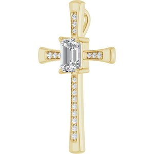 14K Yellow Gold 8x6 mm Emerald Pendant Mounting – image 3