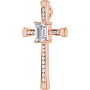 14K Rose Gold 8x6 mm Emerald Pendant Mounting – image 3
