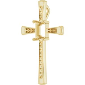 14K Yellow Gold 8x6 mm Emerald Pendant Mounting – image 4