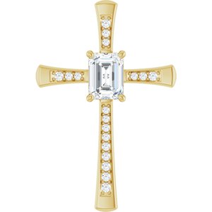 14K Yellow Gold 8x6 mm Emerald Pendant Mounting
