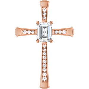 10K Rose Gold 8x6 mm Emerald Pendant Mounting