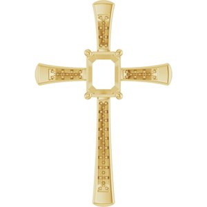 14K Yellow Gold 8x6 mm Emerald Pendant Mounting – image 2