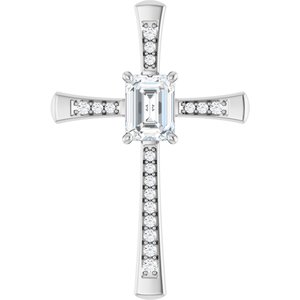 10K White Gold 8x6 mm Emerald Pendant Mounting