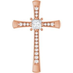 14K Rose Gold 3.75x3.75 mm Square Pendant Mounting