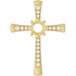14K Yellow Gold 6.5 mm Round 1/5 CTW Lab-Grown Diamond Semi-Set Pendant