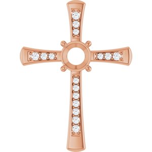 14K Rose Gold 6.5 mm Round 1/5 CTW Natural Diamond Semi-Set Pendant
