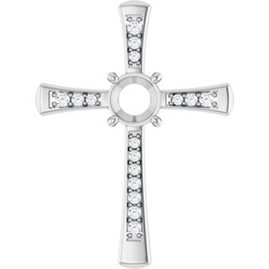14K White Gold 6.5 mm Round 1/5 CTW Lab-Grown Diamond Semi-Set Pendant