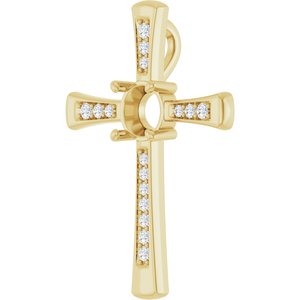 14K Yellow Gold 6.5 mm Round 1/5 CTW Lab-Grown Diamond Semi-Set Pendant – image 2