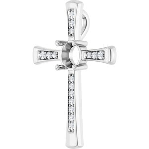 Sterling Silver 6.5 mm Round 1/5 CTW Natural Diamond Semi-Set Pendant – image 2