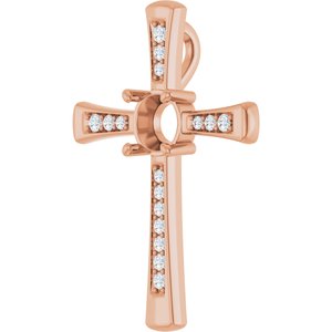 14K Rose Gold 6.5 mm Round 1/5 CTW Lab-Grown Diamond Semi-Set Pendant – image 2