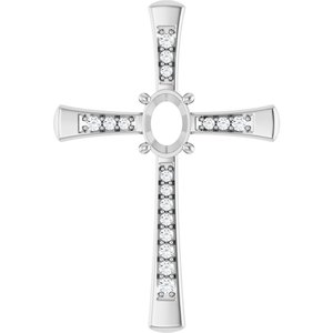 Sterling Silver 7x5 mm Oval 1/5 CTW Lab-Grown Diamond Semi-Set Pendant