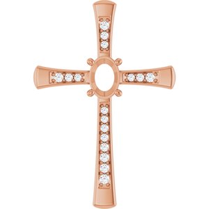 14K Rose Gold 7x5 mm Oval 1/5 CTW Lab-Grown Diamond Semi-Set Pendant