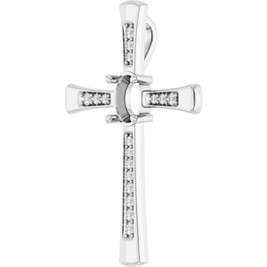 14K White Gold 7x5 mm Oval 1/5 CTW Natural Diamond Semi-Set Pendant – image 2