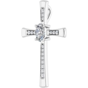 14K White Gold 7x5 mm Oval Pendant Mounting – image 3