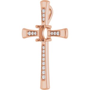 14K Rose Gold 7x5 mm Oval 1/5 CTW Natural Diamond Semi-Set Pendant – image 2