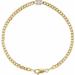 14K Yellow Gold Natural Diamond Link 7" Bracelet