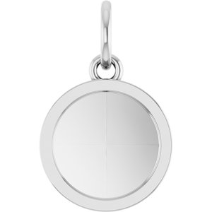 14K White Gold Engravable Round Pendant