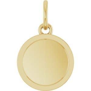 14K Yellow Gold Engravable Round Pendant