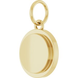 10K Yellow Gold Engravable Round Pendant – image 2