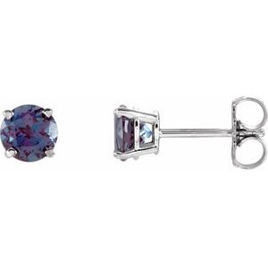 14K White Gold 5 mm Lab-Grown Alexandrite Earrings