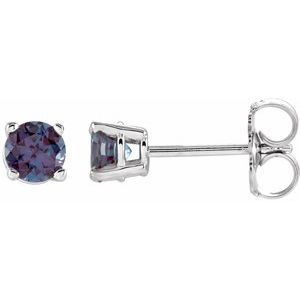 14K White Gold 4 mm Lab-Grown Alexandrite Earrings