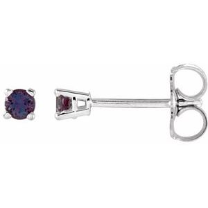 14K White Gold 2.5 mm Lab-Grown Alexandrite Earrings