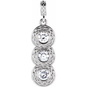 14K White Gold 1/3 CTW Natural Diamond Three-Stone Pendant