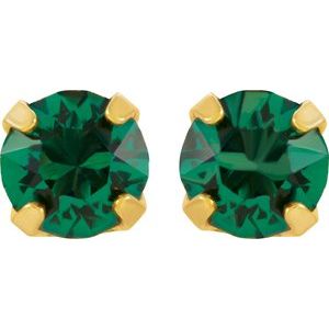 24K Gold-Plated Stainless Steel Imitation Emerald Inverness® Piercing Stud Earrings