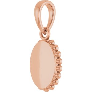 14K Rose Gold Engravable Vintage-Inspired Pendant – image 2