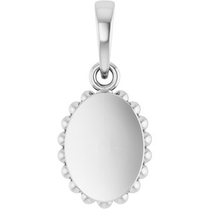 14K White Gold Engravable Vintage-Inspired Pendant