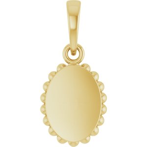 14K Yellow Gold Engravable Vintage-Inspired Pendant