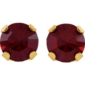14K Yellow Gold Imitation Mozambique Garnet Inverness® Piercing Earrings