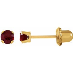 14K Yellow Gold Imitation Mozambique Garnet Inverness® Piercing Earrings