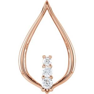 14K Rose Gold 1/2 CTW Natural Diamond Three-Stone Freeform Pendant
