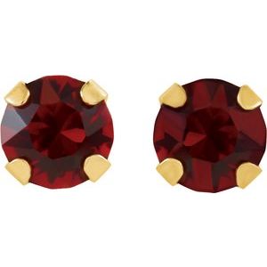 14K Yellow Gold Imitation Ruby Inverness® Piercing Stud Earrings