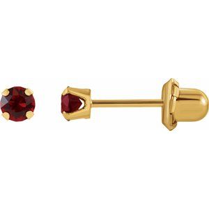 14K Yellow Gold Imitation Ruby Inverness® Piercing Stud Earrings