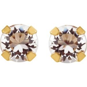 14K Yellow Gold Imitation Sapphire Inverness® Piercing Stud Earrings