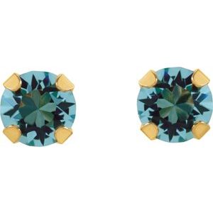 14K Yellow Gold Imitation Aquamarine Inverness�� Piercing Stud Earrings