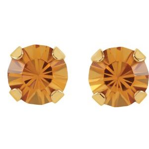 14K Yellow Gold Imitation Citrine Inverness® Piercing Stud Earrings
