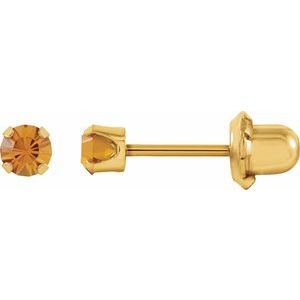 14K Yellow Gold Imitation Citrine Inverness�� Piercing Stud Earrings