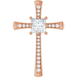18K Rose Gold 6.5x6.5 mm Square Pendant Mounting