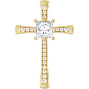 10K Yellow Gold 6.5x6.5 mm Square Pendant Mounting