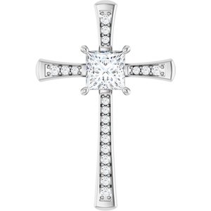 10K White Gold 6.5x6.5 mm Square Pendant Mounting