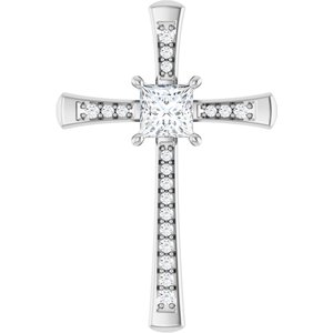 14K X1 White Gold 5x5 mm Square Pendant Mounting