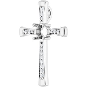 14K White Gold 6 mm Round 1/5 CTW Lab-Grown Diamond Semi-Set Pendant – image 2
