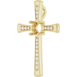 14K Yellow Gold 6 mm Round 1/5 CTW Lab-Grown Diamond Semi-Set Pendant – image 2