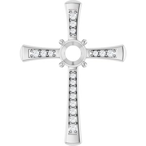 14K White Gold 6 mm Round 1/5 CTW Lab-Grown Diamond Semi-Set Pendant
