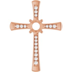 14K Rose Gold 6 mm Round 1/5 CTW Lab-Grown Diamond Semi-Set Pendant