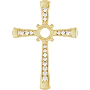 14K Yellow Gold 6 mm Round 1/5 CTW Natural Diamond Semi-Set Pendant