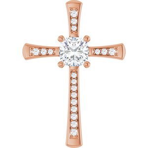 14K Rose Gold 7x7 mm Cushion Pendant Mounting